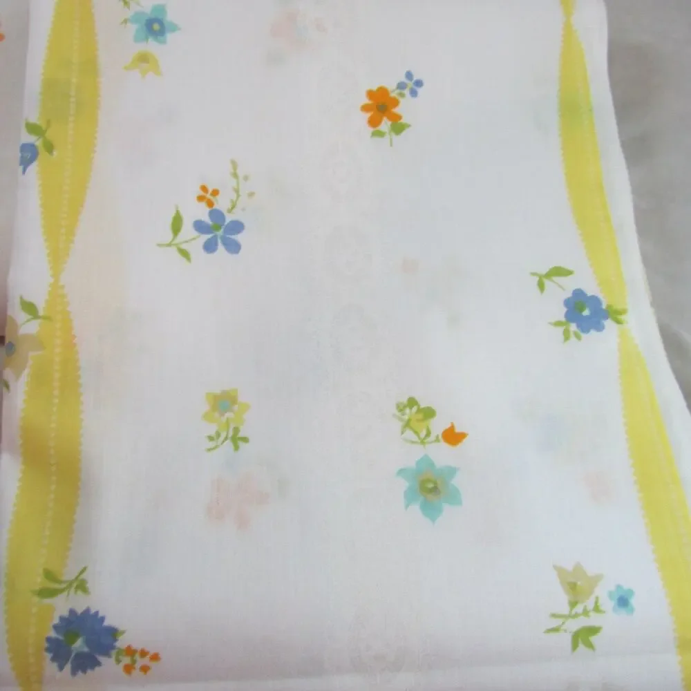 Floral Ribbon Print Double Bed Flat Sheets Pillowcases USA Morgan Jones Vintage